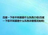 百度一下你不知道是什么東西介紹(百度一下你不知道是什么東西詳細(xì)情況如何)