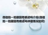 微信拍一拍撤回有痕跡嗎介紹(微信拍一拍撤回有痕跡嗎詳細(xì)情況如何)