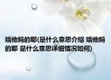 哦他媽的耶(是什么意思介紹 哦他媽的耶 是什么意思詳細情況如何)