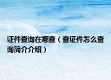 證件查詢在哪查（查證件怎么查詢簡介介紹）