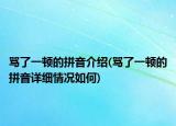 罵了一頓的拼音介紹(罵了一頓的拼音詳細(xì)情況如何)
