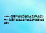 status在計算機語言是什么意思?介紹(status在計算機語言是什么意思?詳細情況如何)