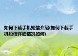 如何下載手機(jī)短信介紹(如何下載手機(jī)短信詳細(xì)情況如何)
