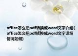 office怎么把pdf轉(zhuǎn)換成word文字介紹(office怎么把pdf轉(zhuǎn)換成word文字詳細情況如何)