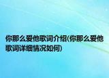 你那么愛他歌詞介紹(你那么愛他歌詞詳細情況如何)