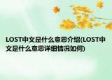 LOST中文是什么意思介紹(LOST中文是什么意思詳細情況如何)