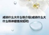 成語(yǔ)什么大什么梧介紹(成語(yǔ)什么大什么梧詳細(xì)情況如何)