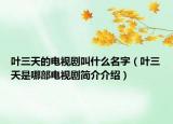 葉三天的電視劇叫什么名字（葉三天是哪部電視劇簡介介紹）