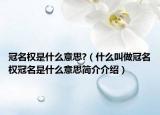 冠名權(quán)是什么意思?（什么叫做冠名權(quán)冠名是什么意思簡(jiǎn)介介紹）