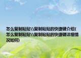 怎么復(fù)制粘貼\復(fù)制粘貼的快捷鍵介紹(怎么復(fù)制粘貼\復(fù)制粘貼的快捷鍵詳細(xì)情況如何)