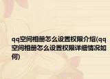 qq空間相冊怎么設(shè)置權(quán)限介紹(qq空間相冊怎么設(shè)置權(quán)限詳細(xì)情況如何)