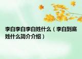 李白李白李白姓什么（李白到底姓什么簡(jiǎn)介介紹）