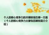個(gè)人的核心競(jìng)爭(zhēng)力的關(guān)鍵體現(xiàn)在哪一方面（個(gè)人的核心競(jìng)爭(zhēng)力主要包括哪些簡介介紹）