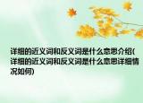 詳細(xì)的近義詞和反義詞是什么意思介紹(詳細(xì)的近義詞和反義詞是什么意思詳細(xì)情況如何)