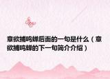 意欲捕鳴蟬后面的一句是什么（意欲捕鳴蟬的下一句簡介介紹）
