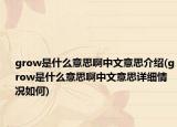 grow是什么意思啊中文意思介紹(grow是什么意思啊中文意思詳細(xì)情況如何)