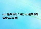 cqb是啥意思介紹(cqb是啥意思詳細情況如何)