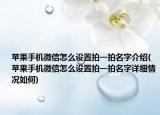 蘋果手機(jī)微信怎么設(shè)置拍一拍名字介紹(蘋果手機(jī)微信怎么設(shè)置拍一拍名字詳細(xì)情況如何)