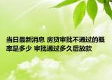 當(dāng)日最新消息 房貸審批不通過(guò)的概率是多少 審批通過(guò)多久后放款