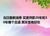 當(dāng)日最新消息 買房貸款20年和30年哪個合適 其實各有好處