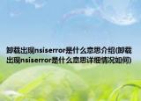 卸載出現(xiàn)nsiserror是什么意思介紹(卸載出現(xiàn)nsiserror是什么意思詳細(xì)情況如何)