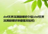 dnf天界深淵刷哪好介紹(dnf天界深淵刷哪好詳細(xì)情況如何)