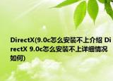 DirectX(9.0c怎么安裝不上介紹 DirectX 9.0c怎么安裝不上詳細(xì)情況如何)