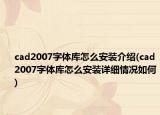 cad2007字體庫(kù)怎么安裝介紹(cad2007字體庫(kù)怎么安裝詳細(xì)情況如何)