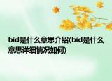 bid是什么意思介紹(bid是什么意思詳細(xì)情況如何)