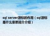 sql server游標(biāo)的作用（sql游標(biāo)是什么意思簡介介紹）