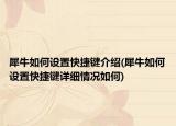 犀牛如何設(shè)置快捷鍵介紹(犀牛如何設(shè)置快捷鍵詳細(xì)情況如何)