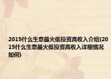 2015什么生意最火低投資高收入介紹(2015什么生意最火低投資高收入詳細(xì)情況如何)