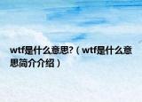 wtf是什么意思?（wtf是什么意思簡介介紹）