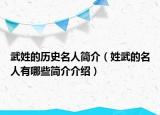 武姓的歷史名人簡介（姓武的名人有哪些簡介介紹）