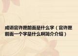 成語官許愿前面是什么字（官許愿前面一個(gè)字是什么啊簡介介紹）