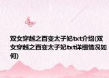 雙女穿越之百變太子妃txt介紹(雙女穿越之百變太子妃txt詳細(xì)情況如何)