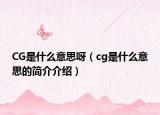 CG是什么意思呀（cg是什么意思的簡(jiǎn)介介紹）
