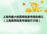 上海市最大的蔬菜批發(fā)市場(chǎng)在哪兒（上海蔬菜批發(fā)市場(chǎng)簡介介紹）
