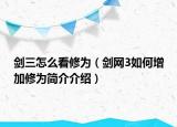 劍三怎么看修為（劍網(wǎng)3如何增加修為簡介介紹）