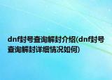 dnf封號查詢解封介紹(dnf封號查詢解封詳細(xì)情況如何)