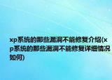 xp系統(tǒng)的那些漏洞不能修復(fù)介紹(xp系統(tǒng)的那些漏洞不能修復(fù)詳細(xì)情況如何)