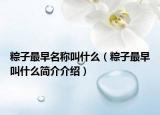 粽子最早名稱叫什么（粽子最早叫什么簡(jiǎn)介介紹）