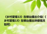 《鄉(xiāng)村愛(ài)情13》在哪臺(tái)播出介紹(《鄉(xiāng)村愛(ài)情13》在哪臺(tái)播出詳細(xì)情況如何)
