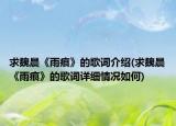 求魏晨《雨痕》的歌詞介紹(求魏晨《雨痕》的歌詞詳細(xì)情況如何)