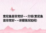 索尼魚雷非常好~~介紹(索尼魚雷非常好~~詳細情況如何)