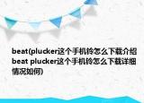 beat(plucker這個(gè)手機(jī)鈴怎么下載介紹 beat plucker這個(gè)手機(jī)鈴怎么下載詳細(xì)情況如何)
