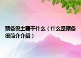 預備役主要干什么（什么是預備役簡介介紹）