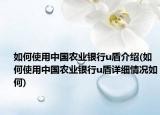 如何使用中國農業(yè)銀行u盾介紹(如何使用中國農業(yè)銀行u盾詳細情況如何)