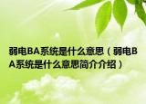 弱電BA系統(tǒng)是什么意思（弱電BA系統(tǒng)是什么意思簡介介紹）