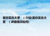 愛你實在太累∶（介紹(愛你實在太累∶（詳細情況如何)